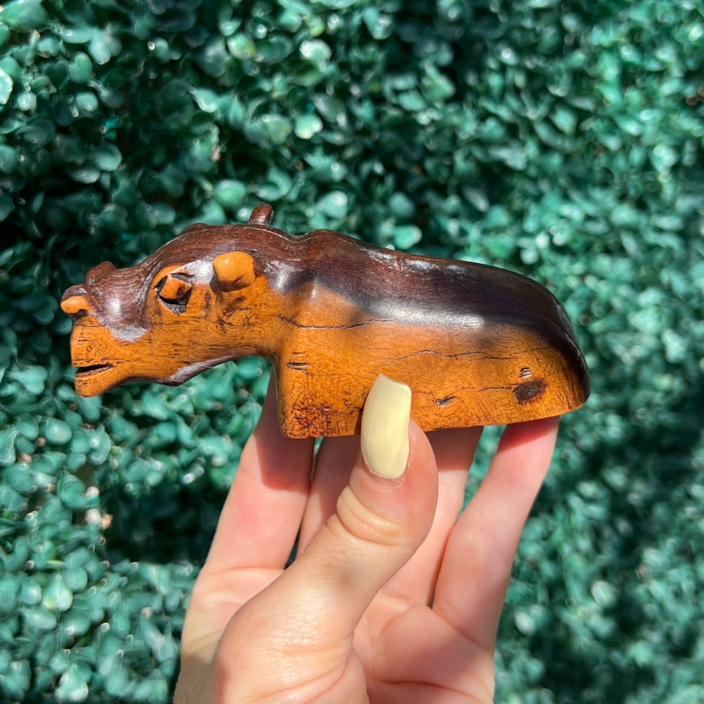 Vintage wood hippopotamus bottle opener, vintage barware